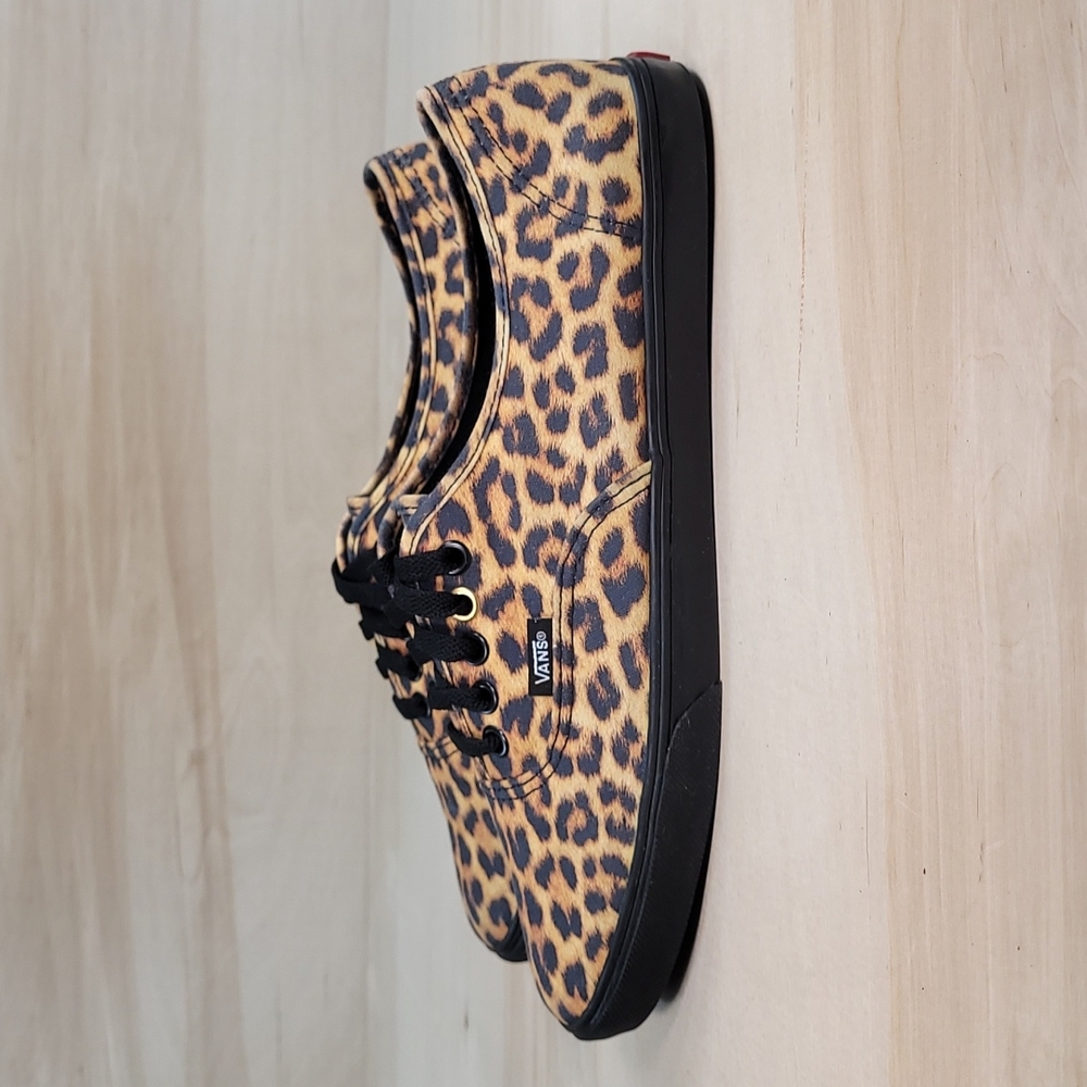 Vans Leopard-Print Low Top Sneakers in Tan and Black - Picture 4 of 10